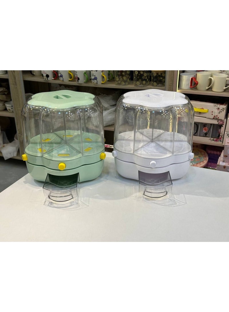 Crystal 6-Hole Acrylic Dispenser with movable, transparent acrylic base and a fixed white acrylic base with a pouring button. Includes a transparent acrylic drawer and acrylic lid. - Image 3